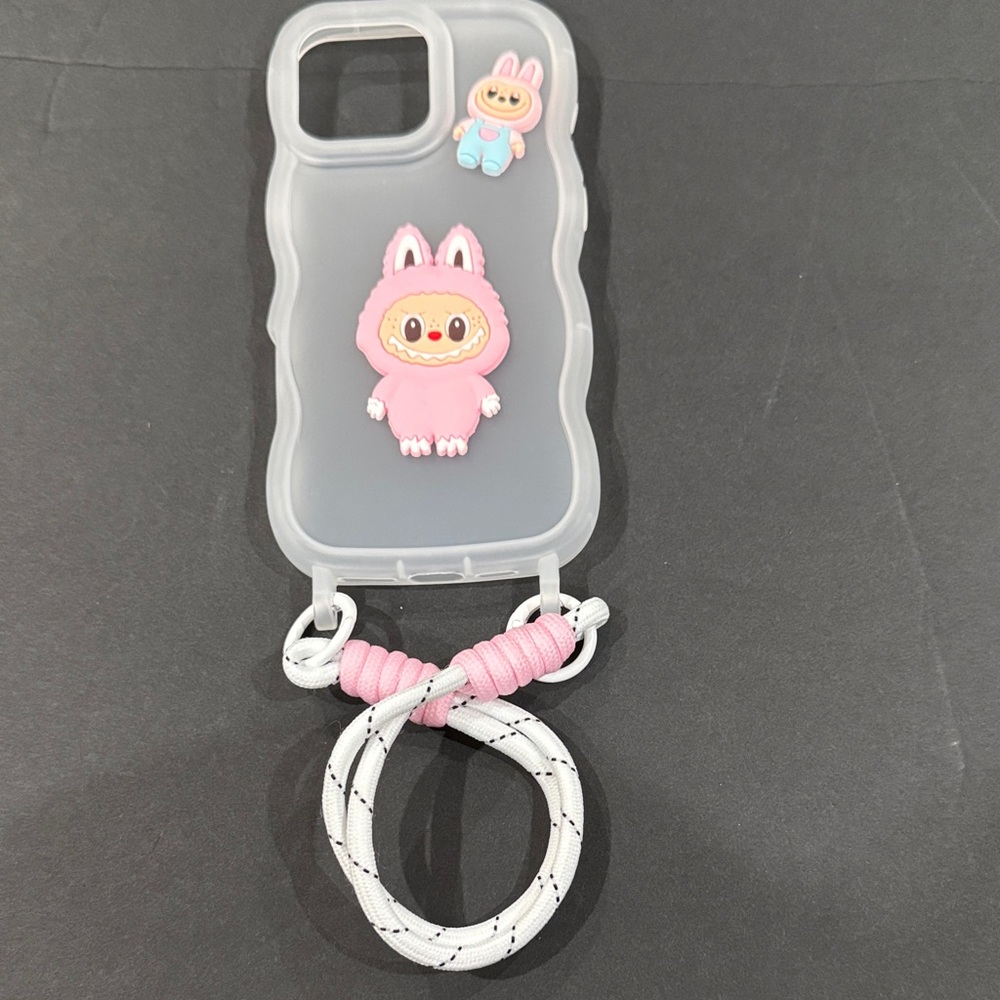 Cute Pink iPhone 16 pro max Phone Case with Strap